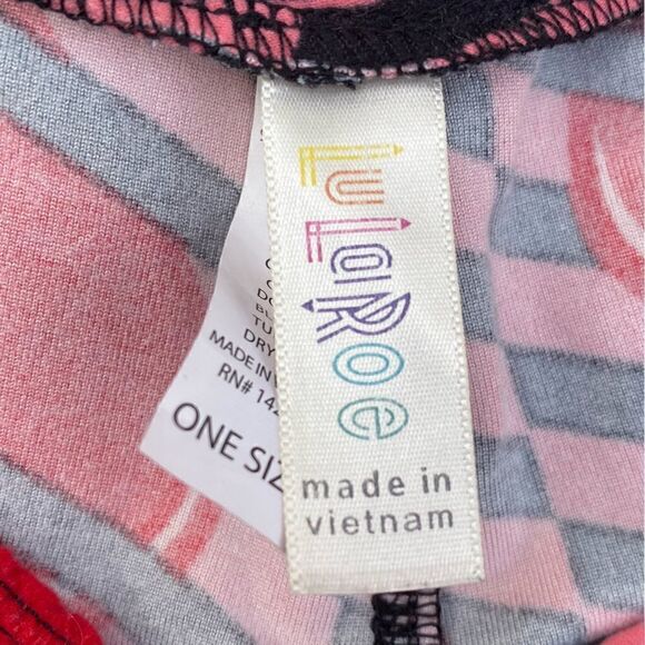 👖LuLaRoe stretch pink w/ black stripes and red hearts leggings OS. ECU! - Picture 4 of 5